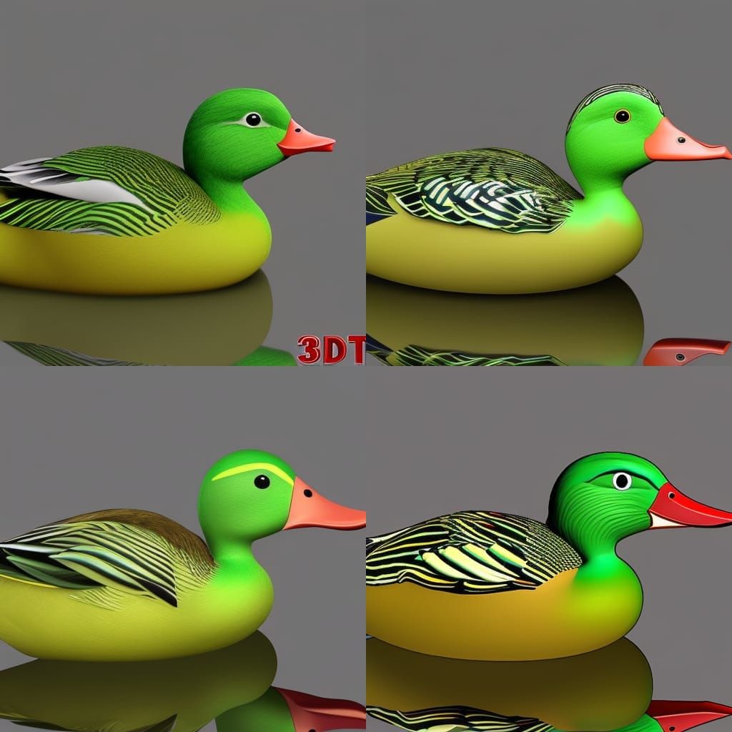Detailed 3D Render of a Green Duck