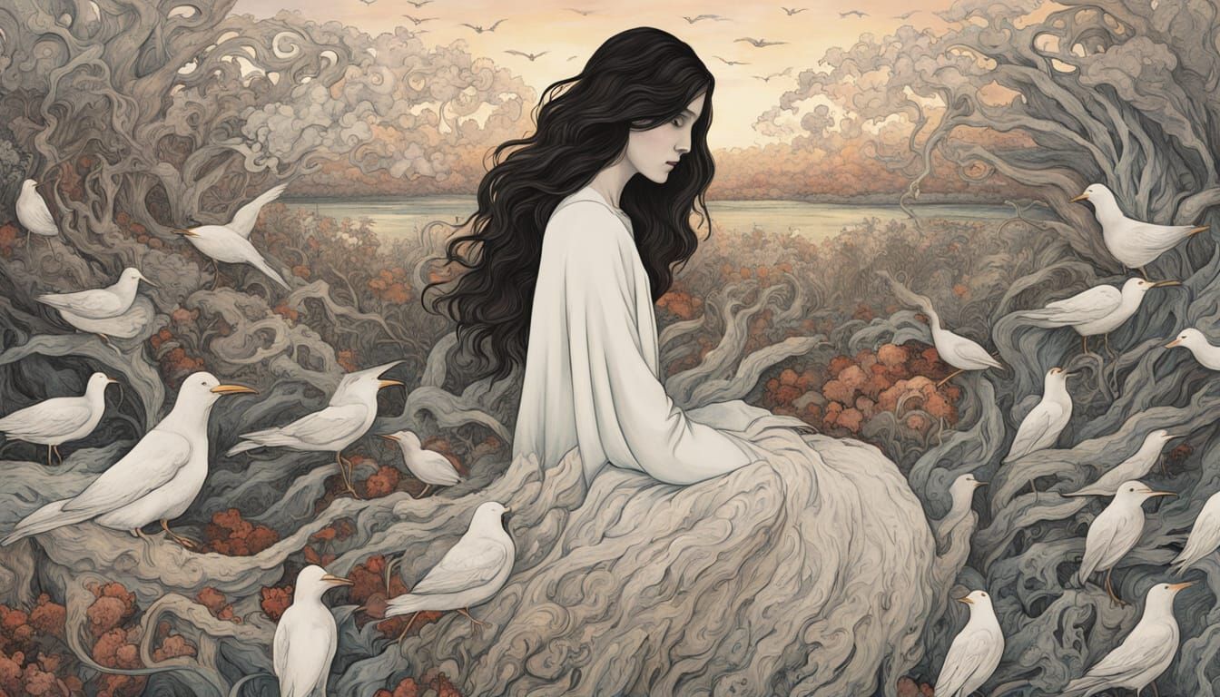 Ephemeral Land Art: Woman in Lupinus Flower Field