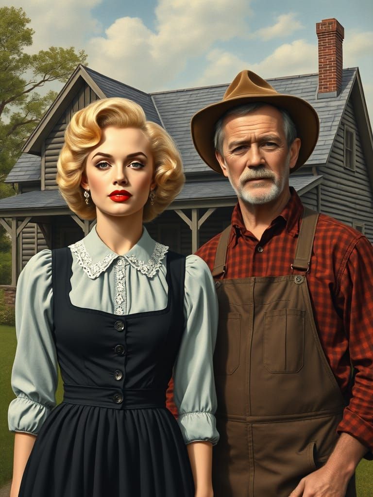 Marilyn Monroe and Clark Gable Meet Grant Wood's American Go...