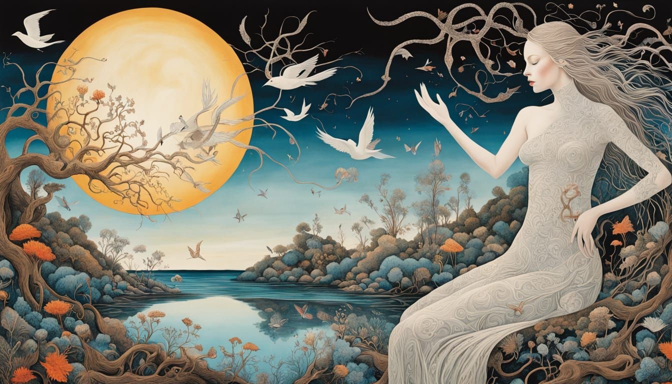 Celestial Goddess Embodies Whirling Seasons and Mythical Wor...