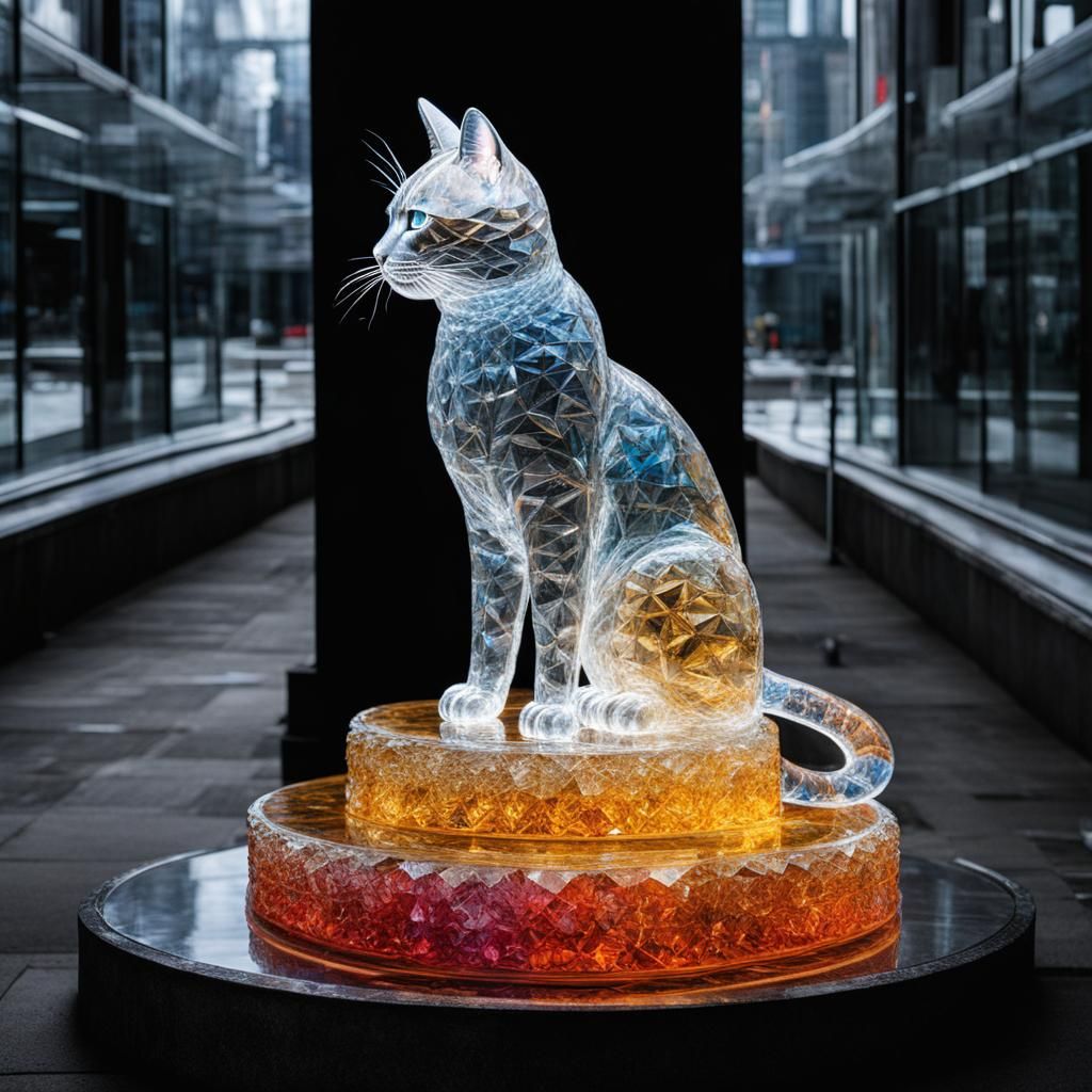 Ice sculpture cat Ice sculpture cat Ice sculpture ice High resolution ""Optical illusion ice ice Mosaic , ((Prismatic Cr...