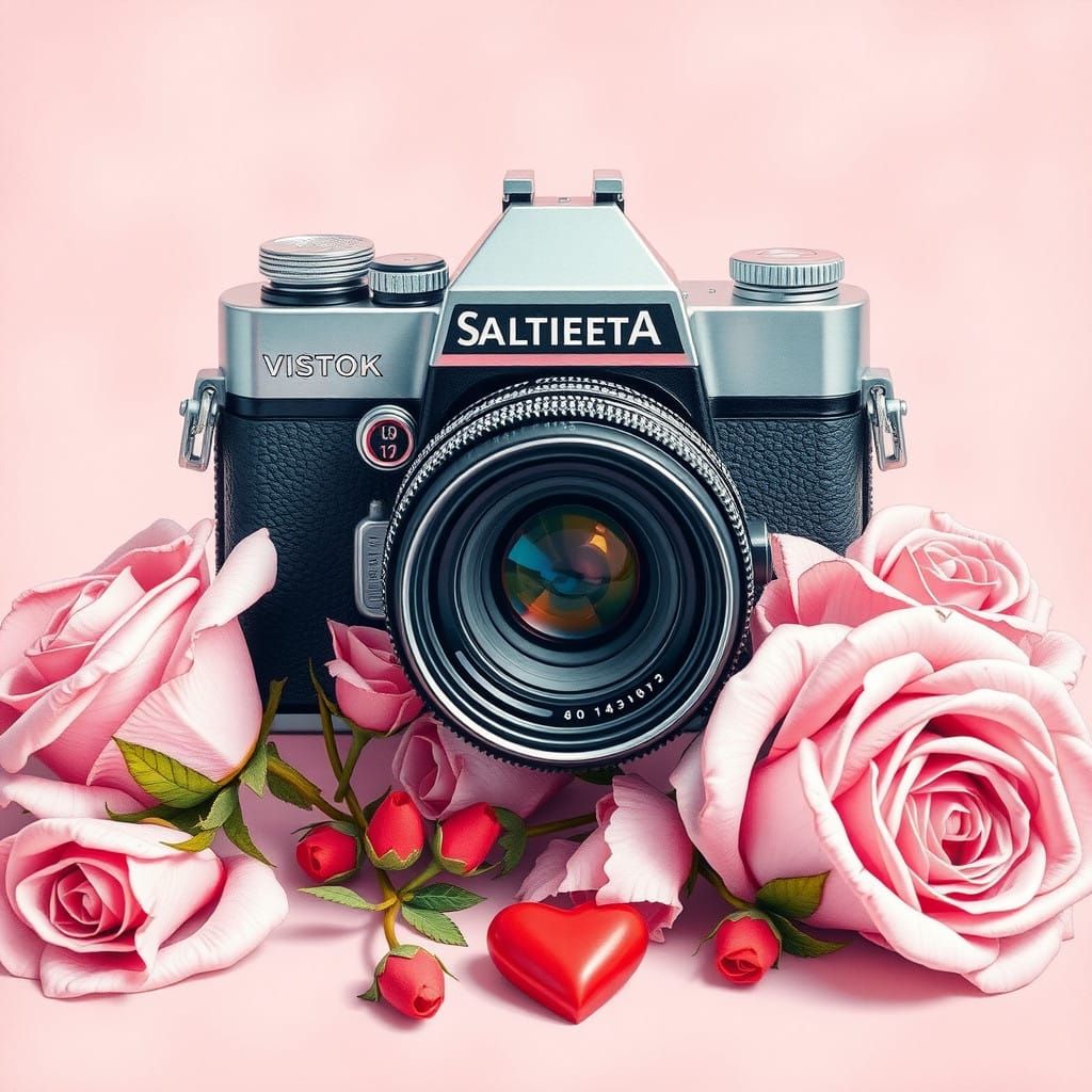 Vintage Camera Amidst Whimsical Floral Decor
