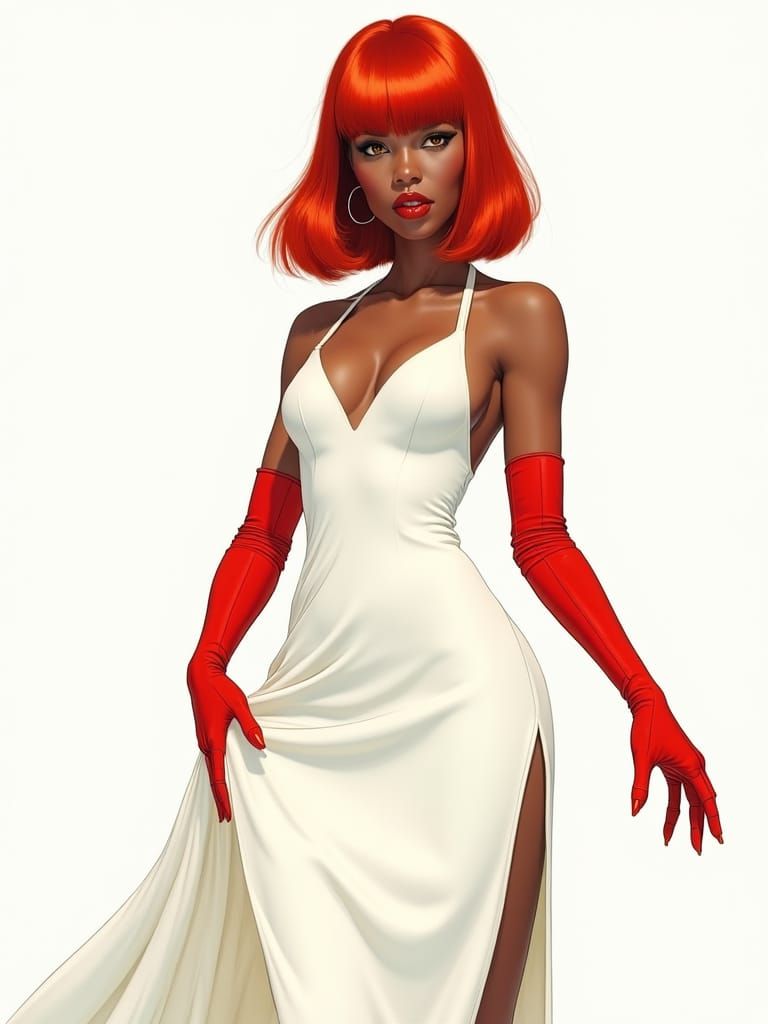 Red-Haired Woman in Art Deco Style