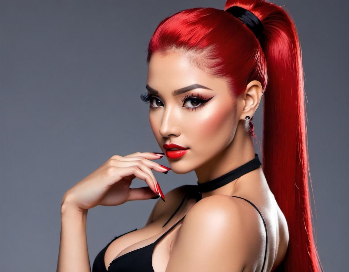 Red Haired Woman Touching Her Toes