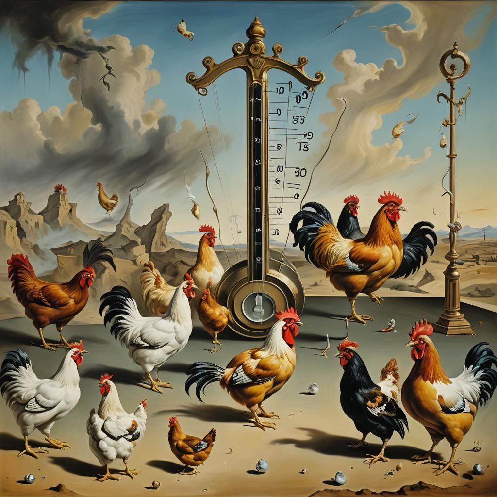 Surreal Chicken Band with Tilting Thermometer