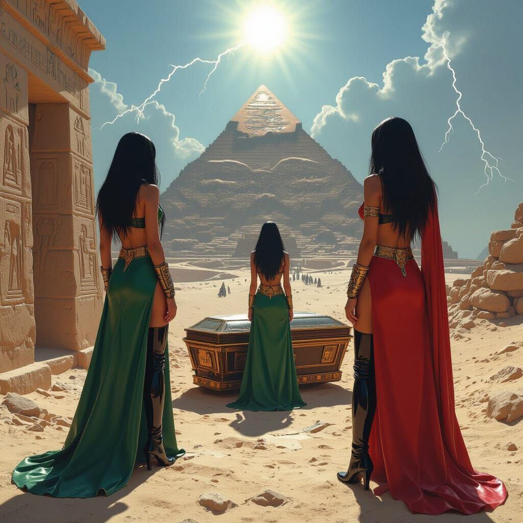 Pharaoh's Tomb: Dystopian Futuristic Scene