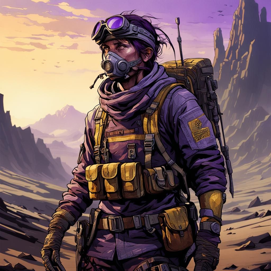Post-Apocalyptic Survivor in Dark Fantasy Art Style