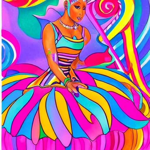 Nicki Minaj in a Gouache Candyland Wonderland