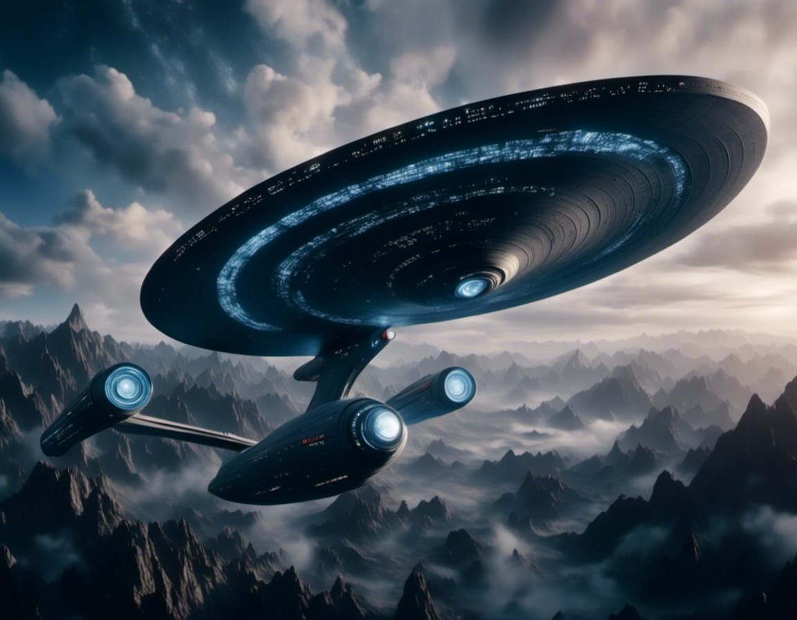 Starfleet Starship Enterprise Over Rocky Planet