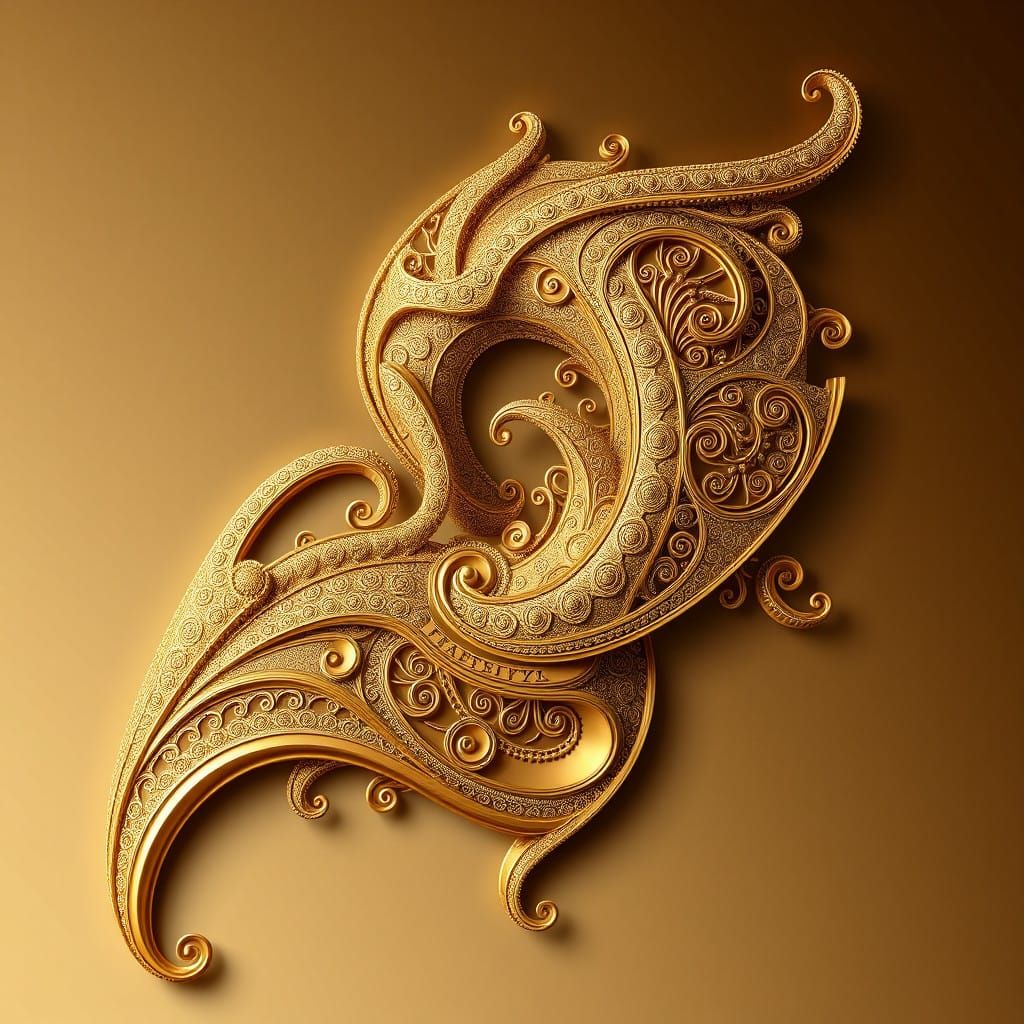 Abstract Fractal Art in Bronze and Green