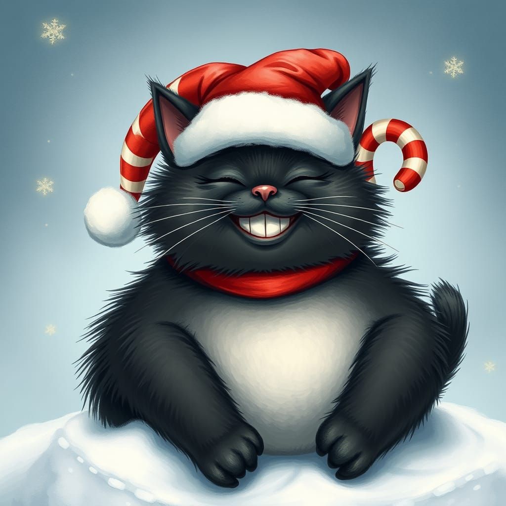 Whimsical Fat Cat with Wings in Storybook Style