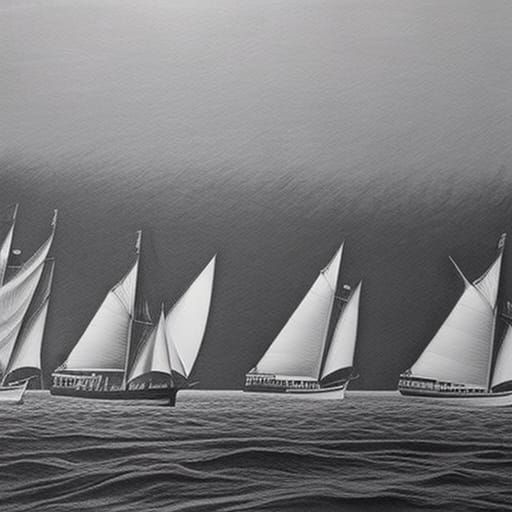 Animals Sailing on a Ship: Detailed Charcoal Drawing