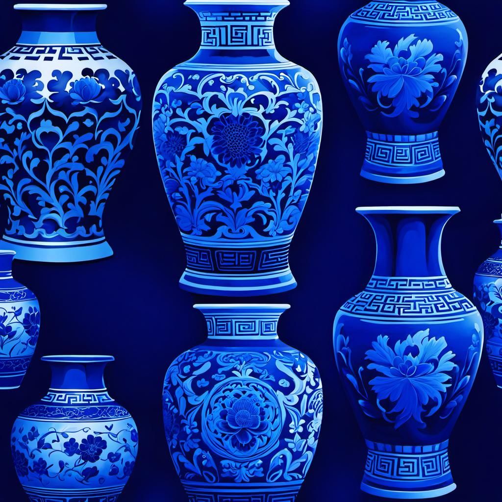 Elegant Chinese Vases seamless pattern