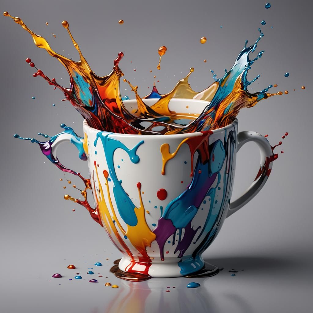 Hyperrealistic Cup in Splash Art Style