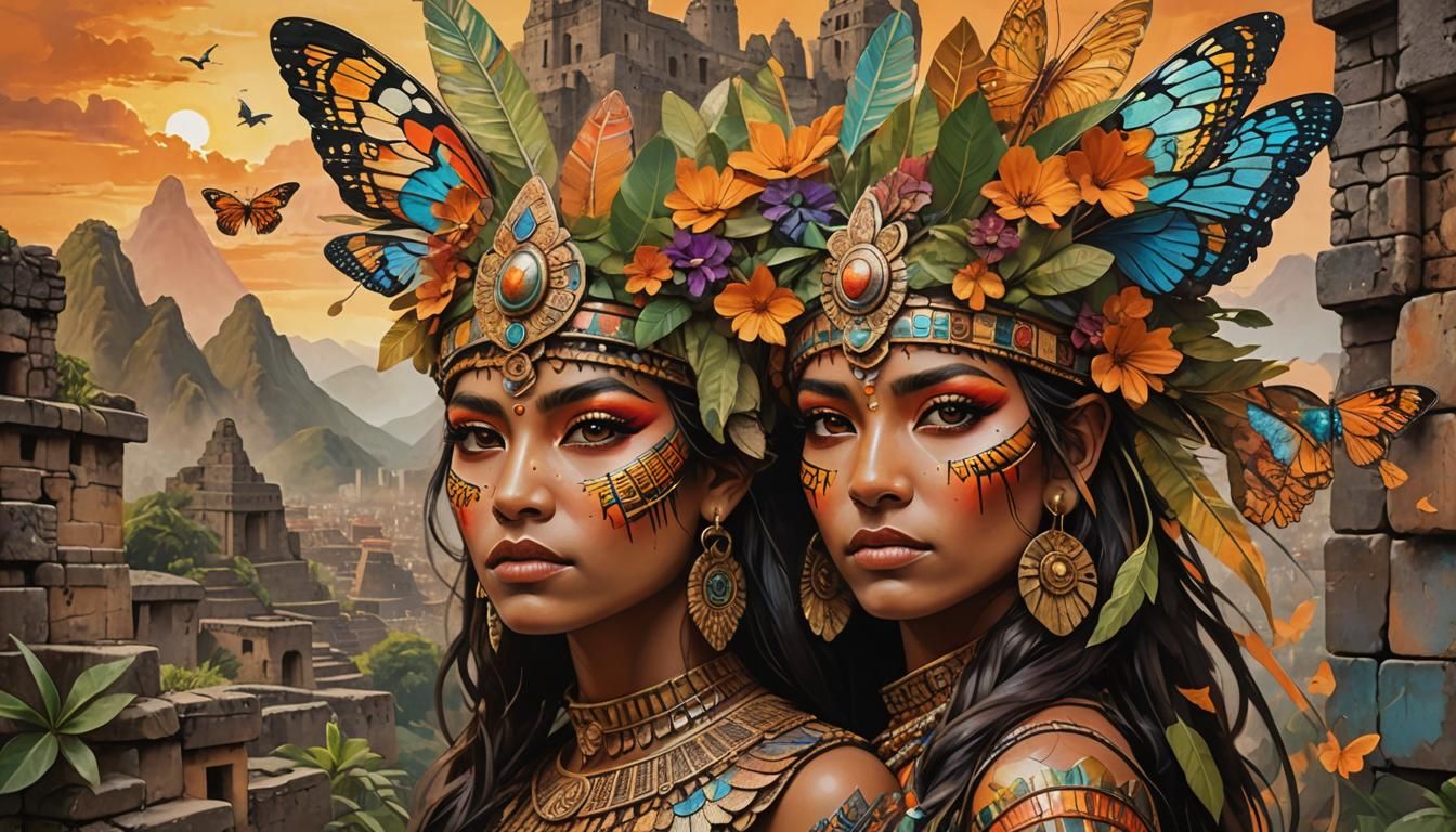 Aztec Warrior Queen Portrait in Hyperrealistic Style