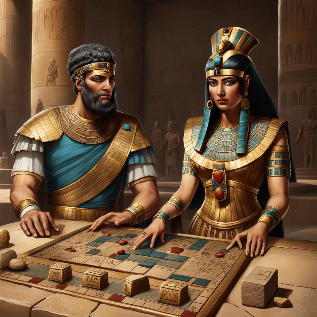 Cleopatra and Antony Play Senet in Egypt