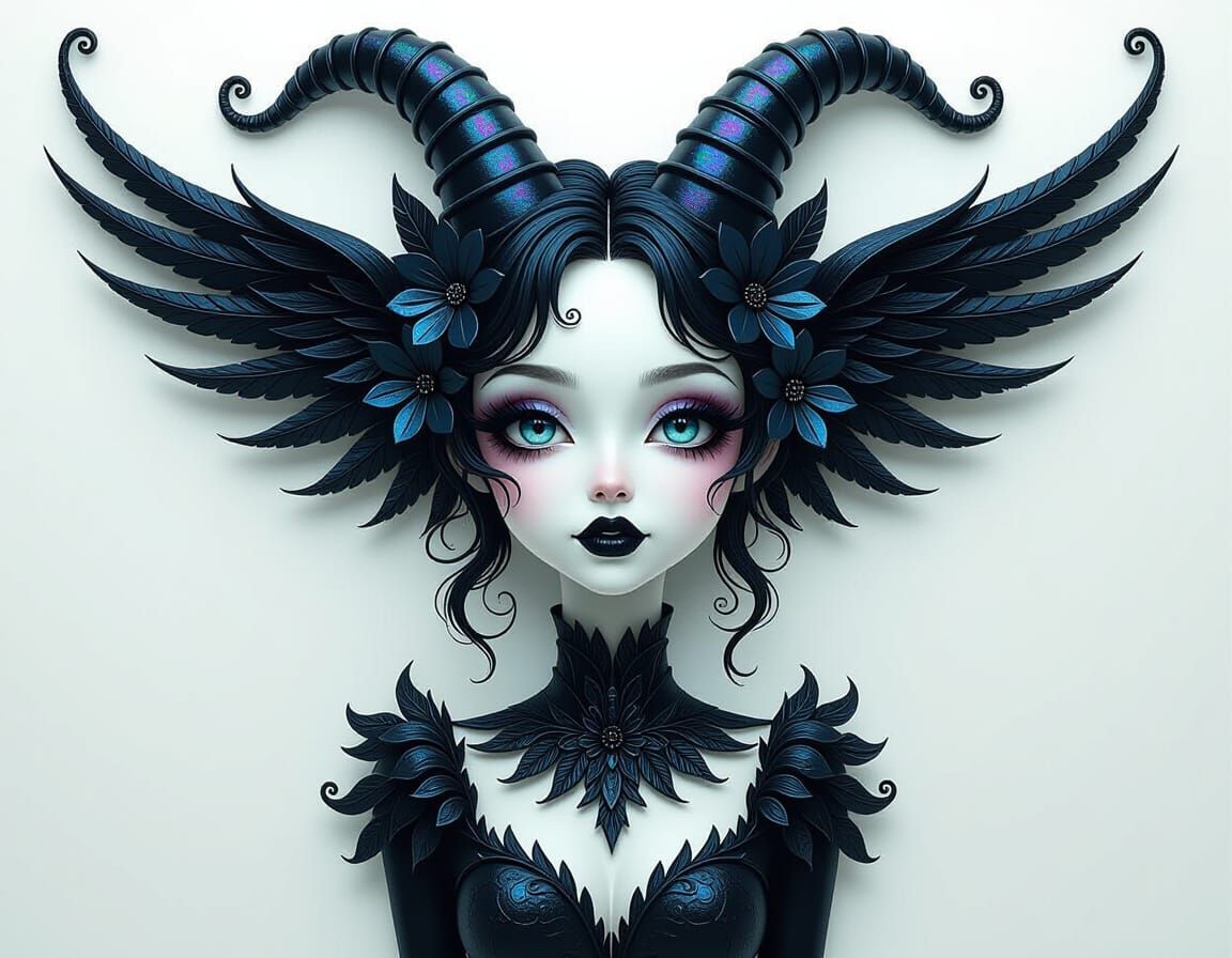 Abstract Harpy Caricature in Picasso-Burton Style