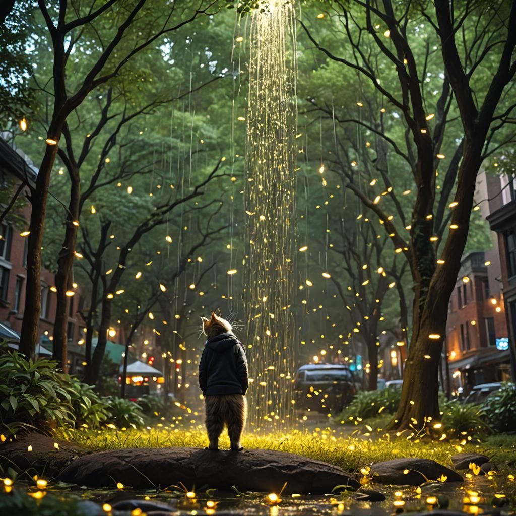 Luminous Fireflies Dance in New Orleans Cityscape
