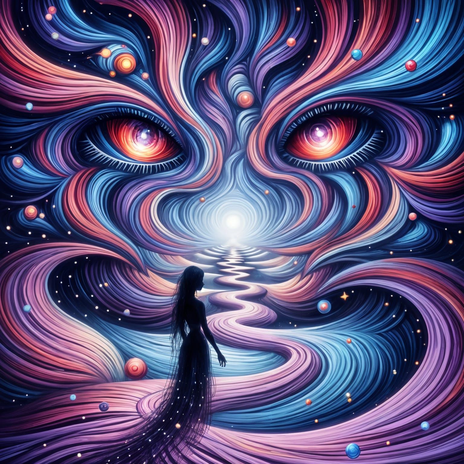 Ethereal Double Exposure Eyes in Vibrant Colors