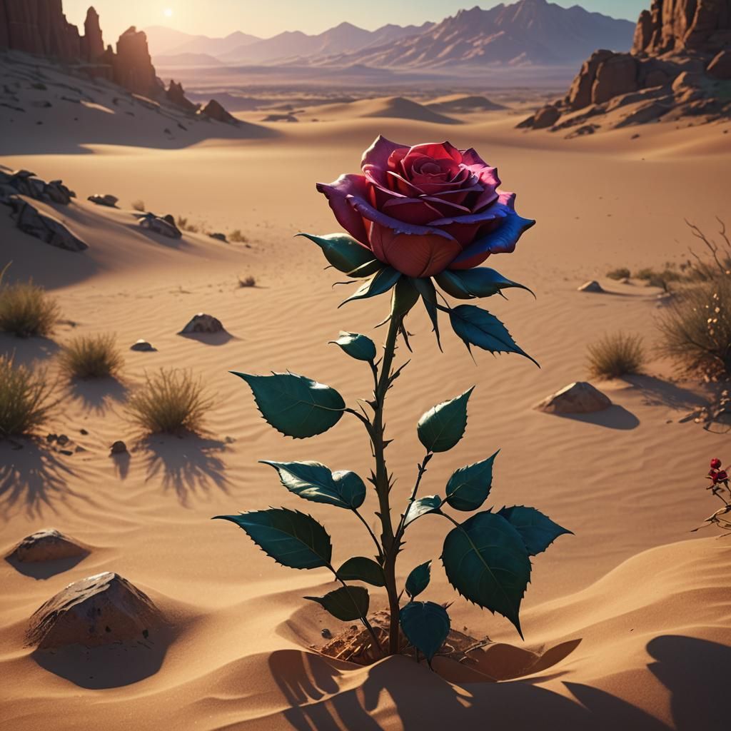 Lonely Desert Rose in Emerald and Sapphire