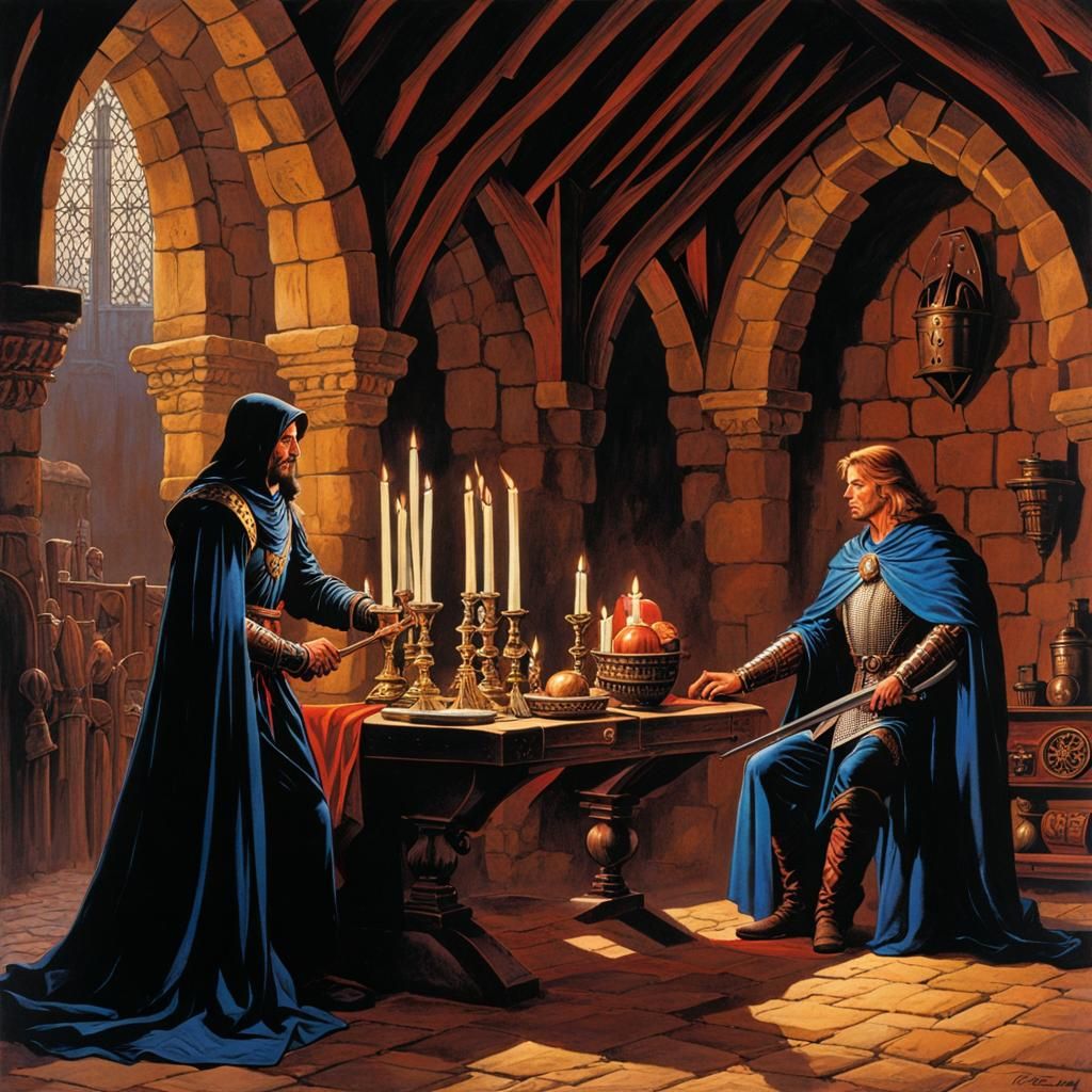 Medieval Council Scene in Gothic Style