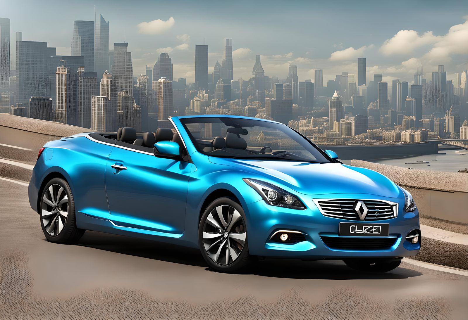 Sky-Blue 2013 Renault Convertible: 3D Rendered