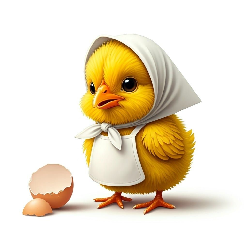 Adorable Chick with Scarf and Apron on White