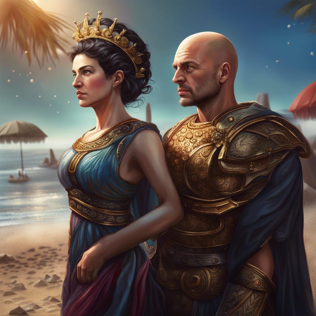 Roman Emperor and Empress on the Beach