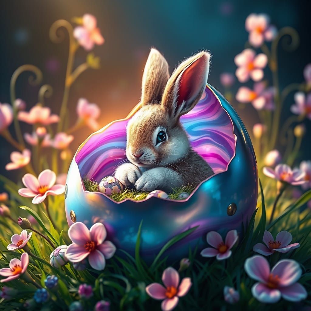 Easter Bunny Inside an Easter Egg