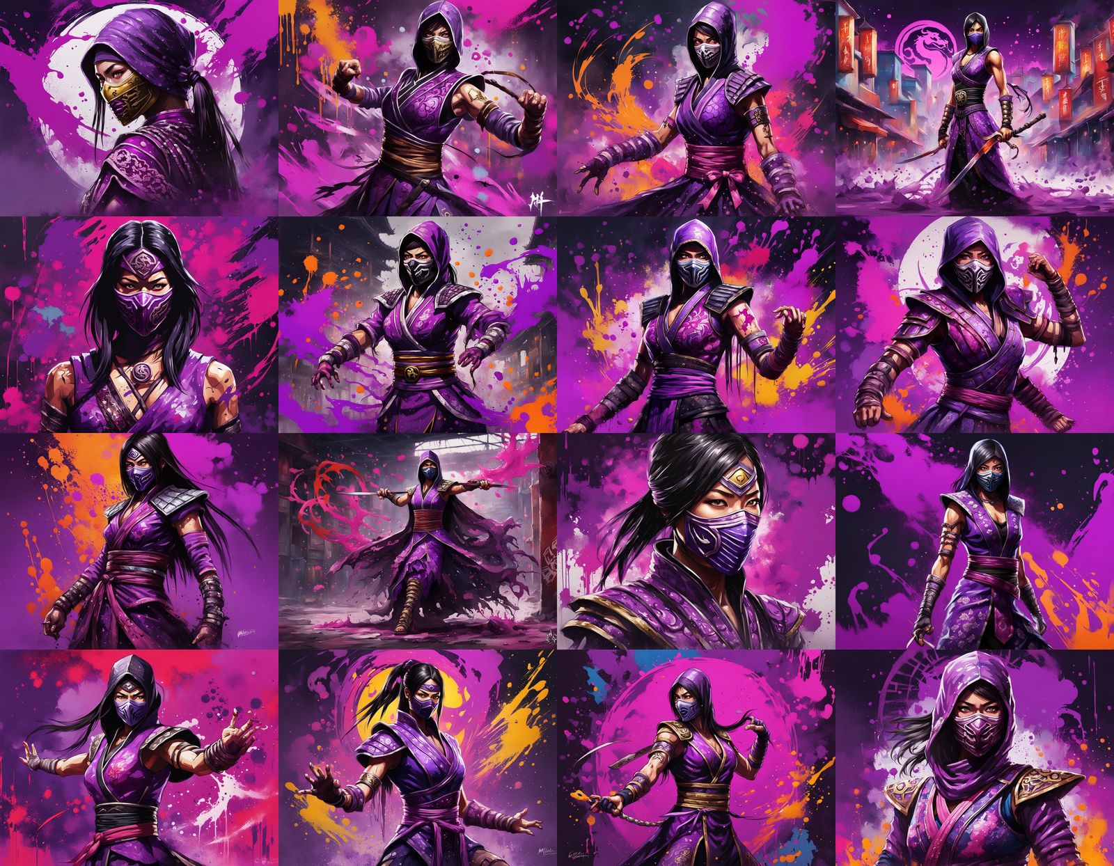 Mileena in Purple Dress: Graffiti Splash Art