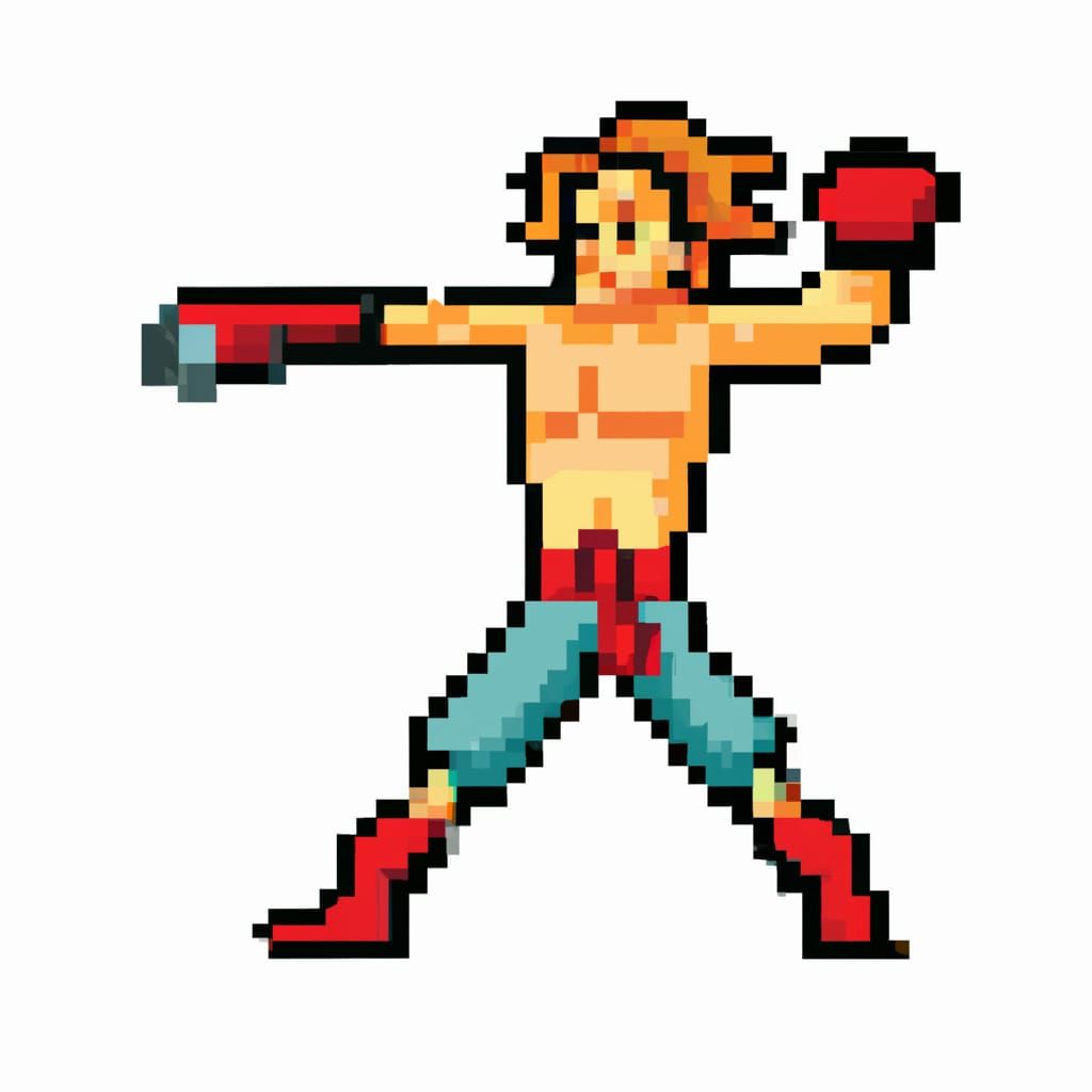 Street Fighter Character in 256-bit Pixel Art