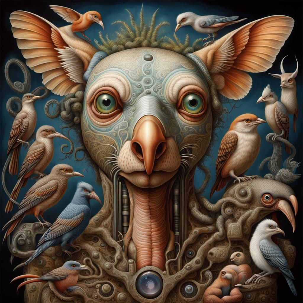 Surreal Biometric Animals in Massurrealist Style