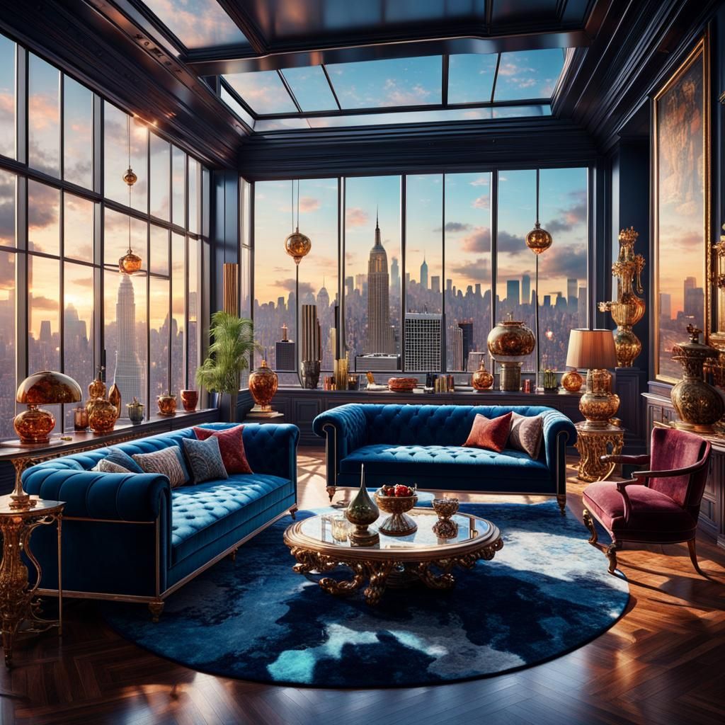 New York Penthouse Interior in Maximalist Style
