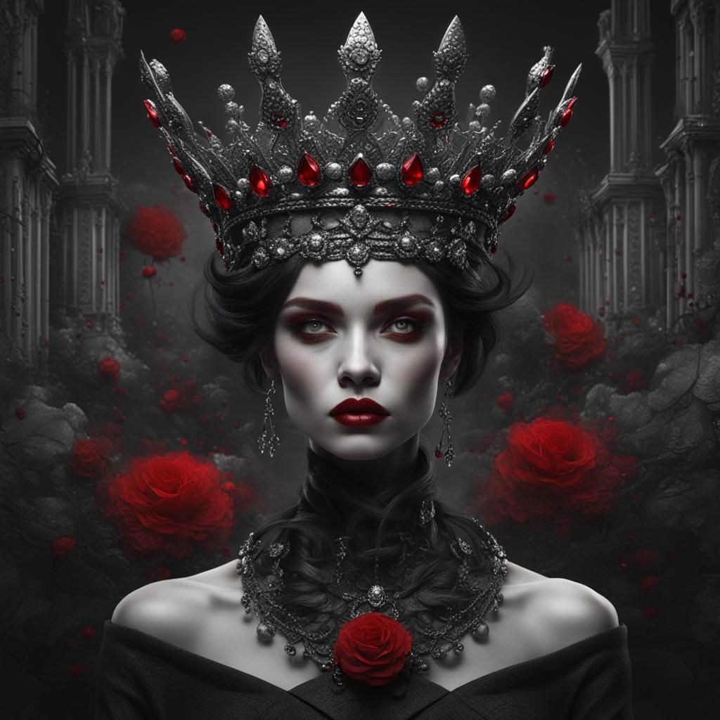 Elegant Goth Punk Woman with Red Accents