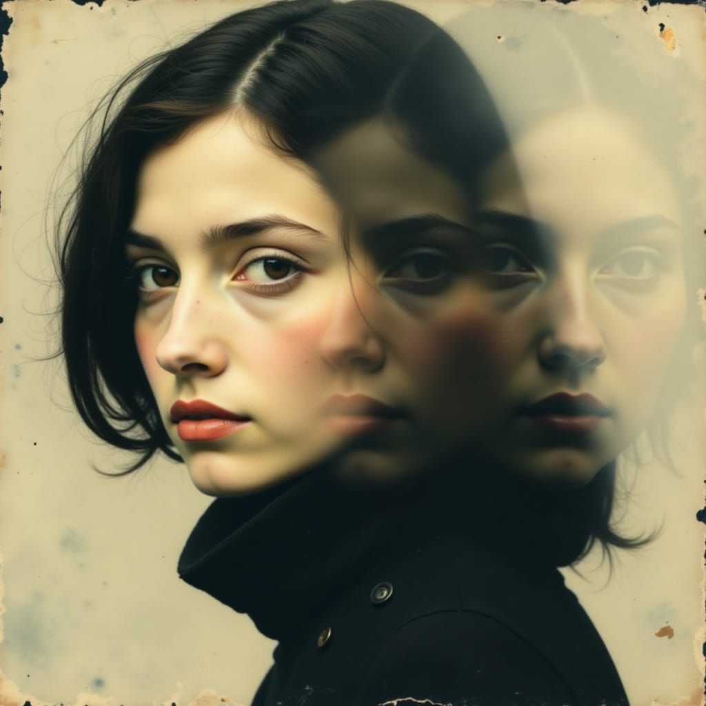 Dreamy Double Exposure Portrait of a Woman