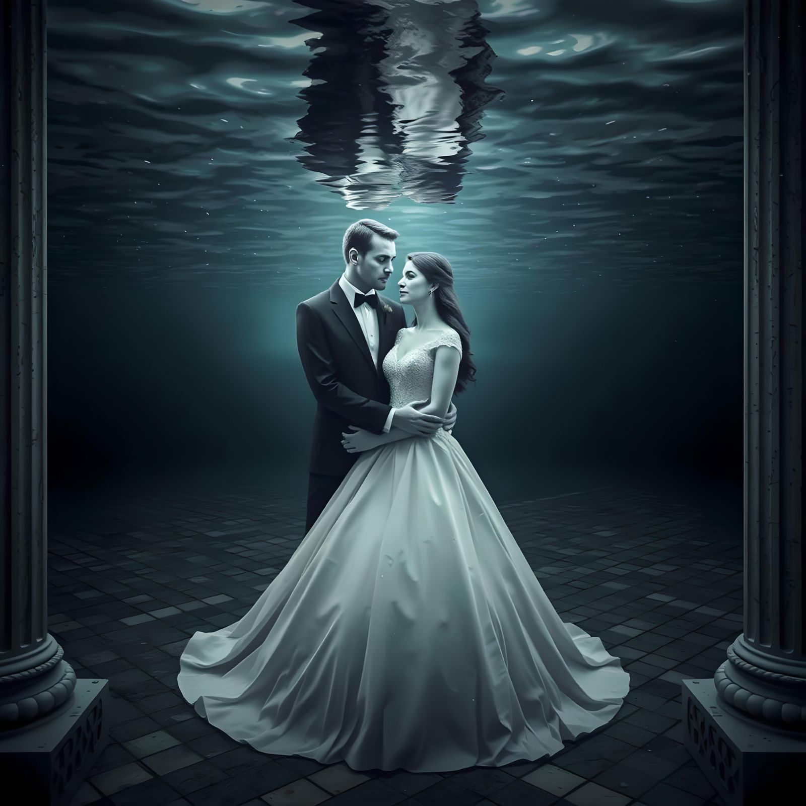 Ethereal Underwater Vampire Wedding Scene