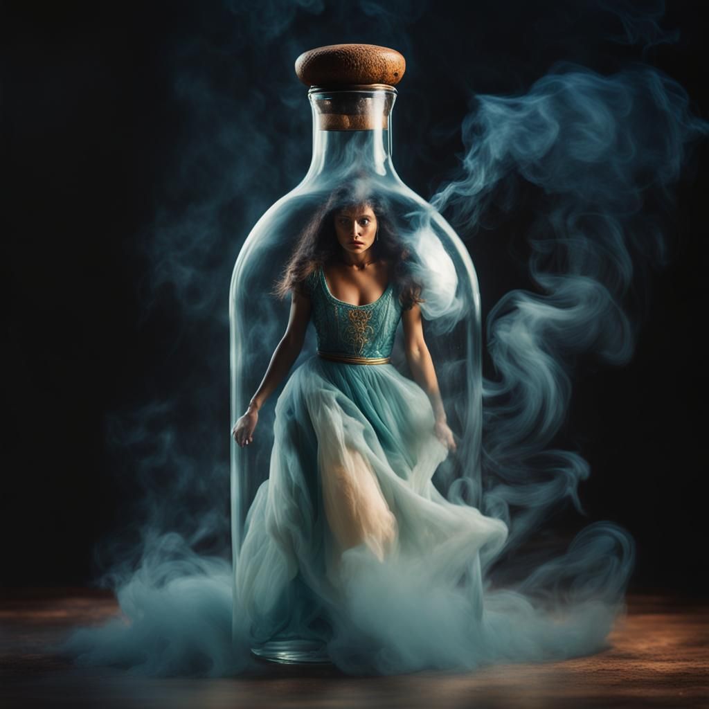 Surreal Portrait of Woman Emerging from Smoke