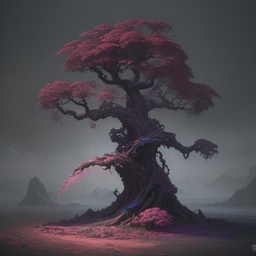 Rose Tree Fantasy Concept Art in Deep Color
