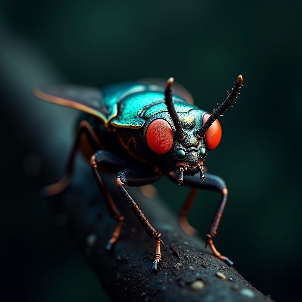 Hyperrealistic Vampire Hummingbird in Metallic Chrome