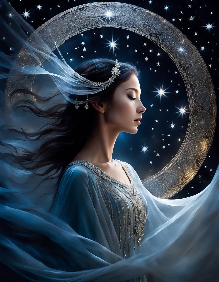 Ethereal Dancer in Silver Twilight's Glow