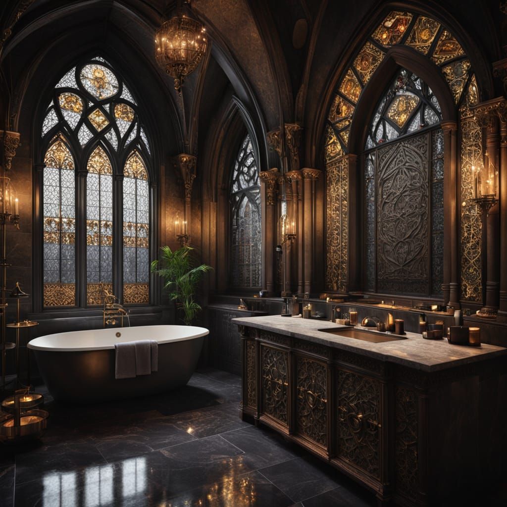Gothic Master Bathroom with Shower Cabin