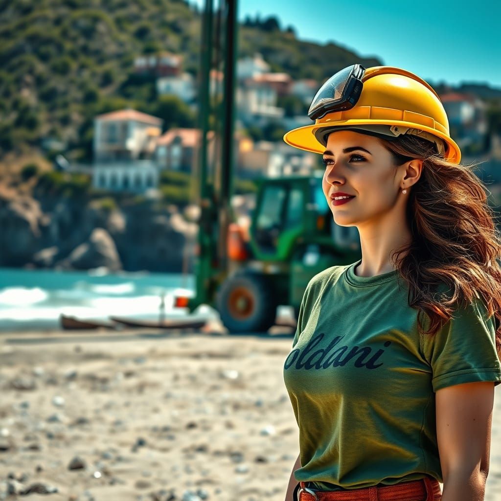 Italian Geologist on the Ligurian Beach