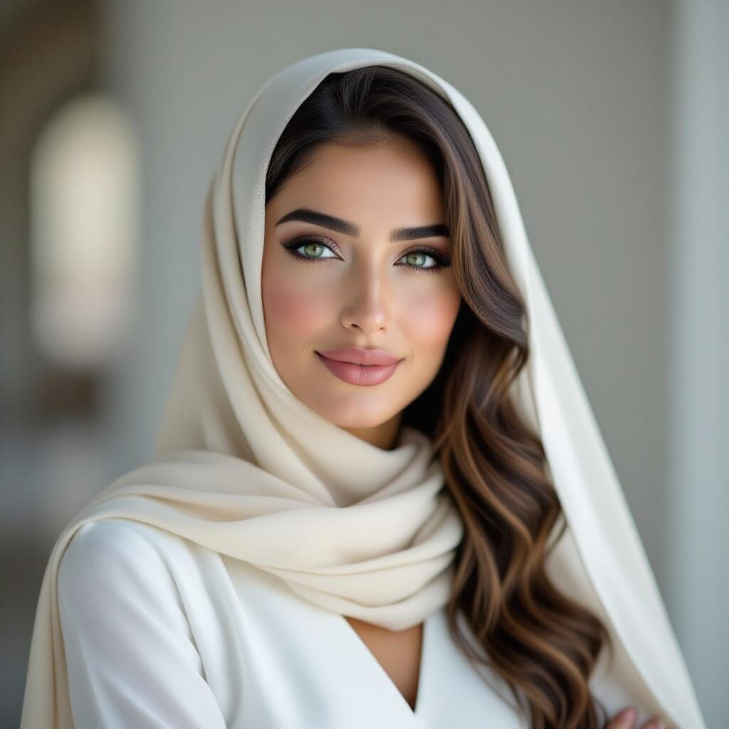 Middle Eastern Woman in Hijab, Studio Portrait