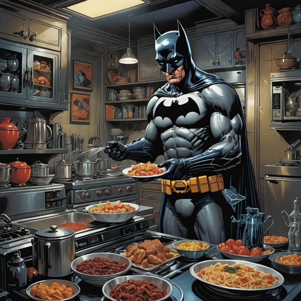 Batman Prepares a Meal: Dynamic Comic Book Art