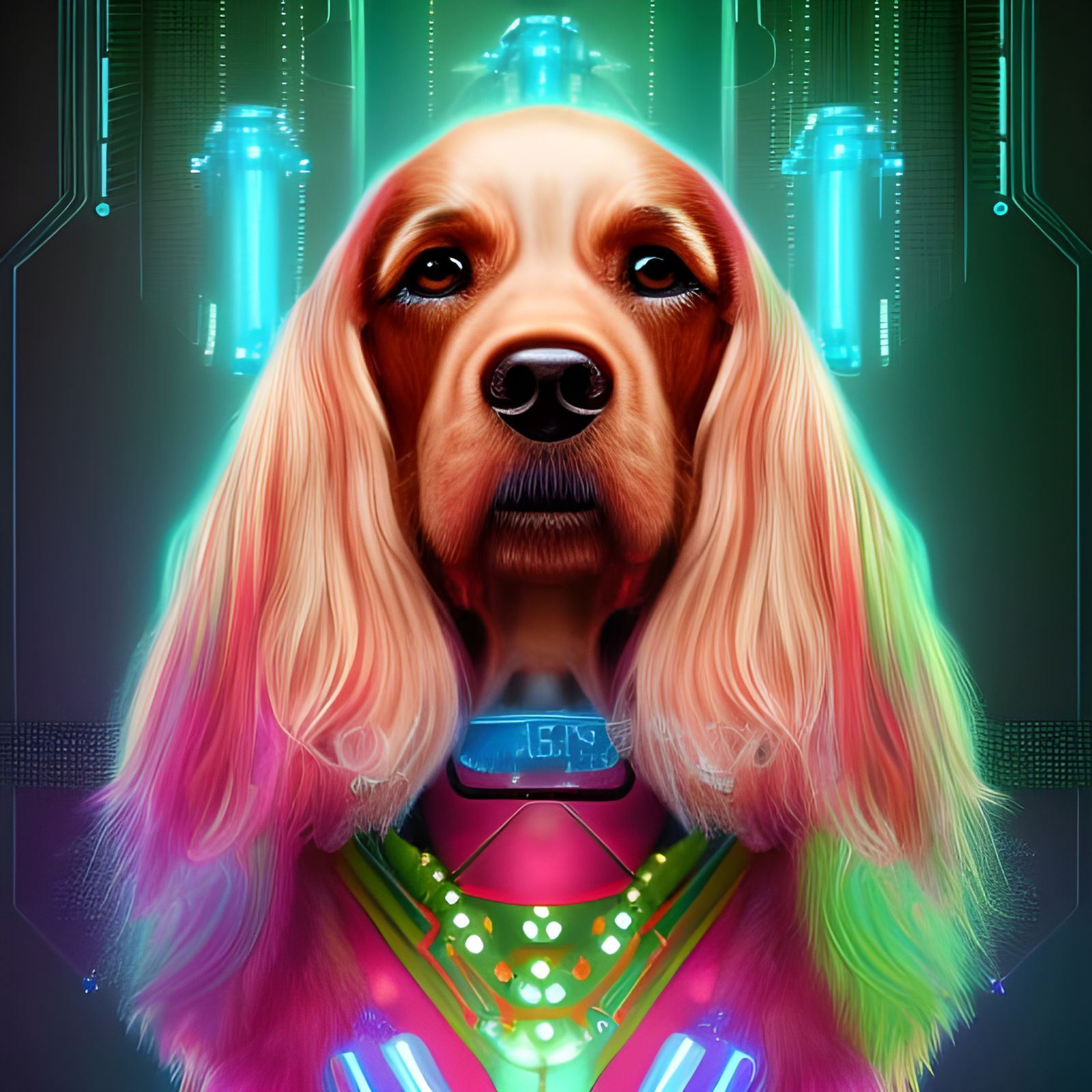 Cyber Punk Dogs - Neon Lunar Lucy by Lord Elboron