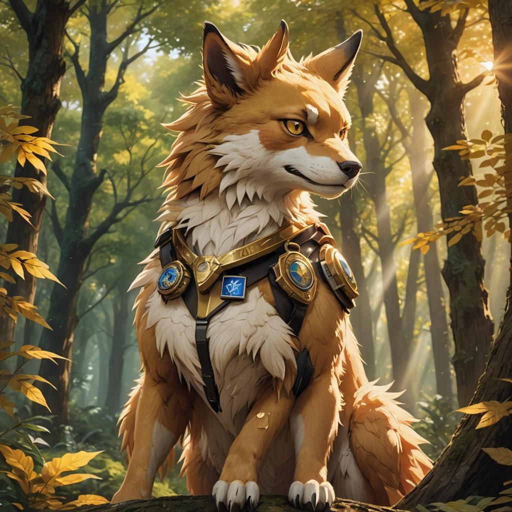 Vibrant Hyper-realistic Digimon Portrait in a Natural Settin...