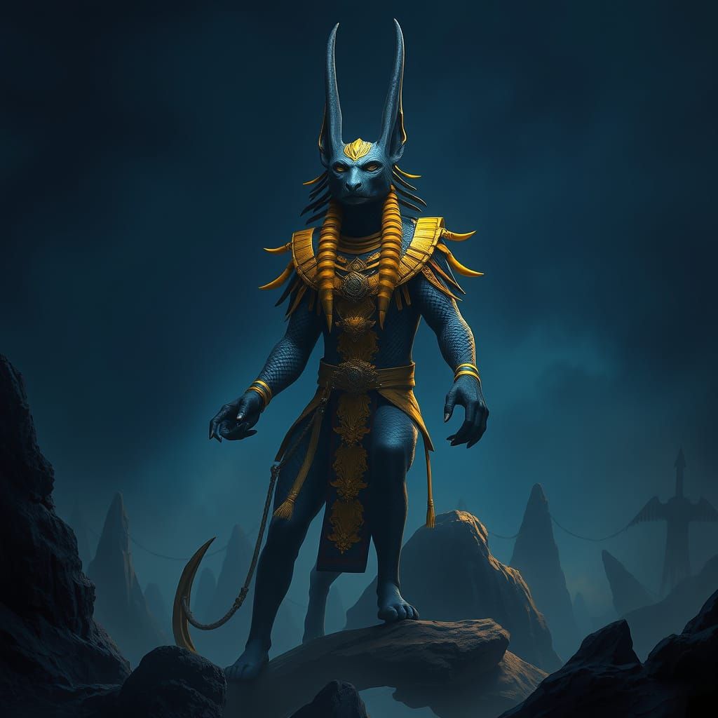 Ancient God of the Underworld in a Mystical Realm