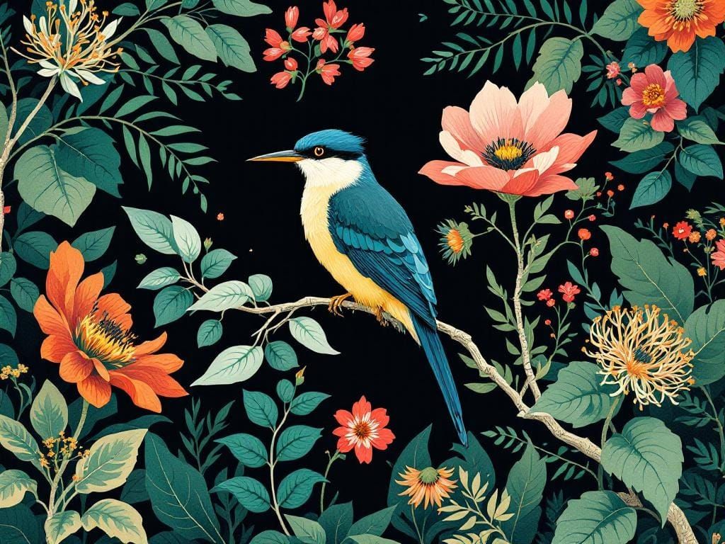 Majestic Bird in a Botanical Garden, Harper Style