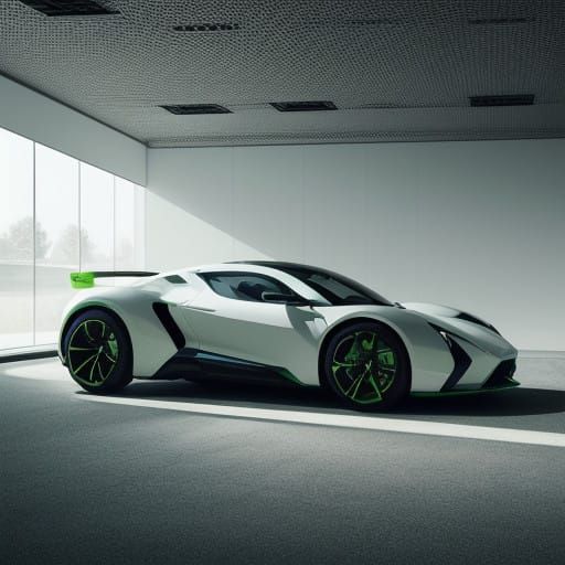 Luxury Electric Sports Car in Modern Showroom