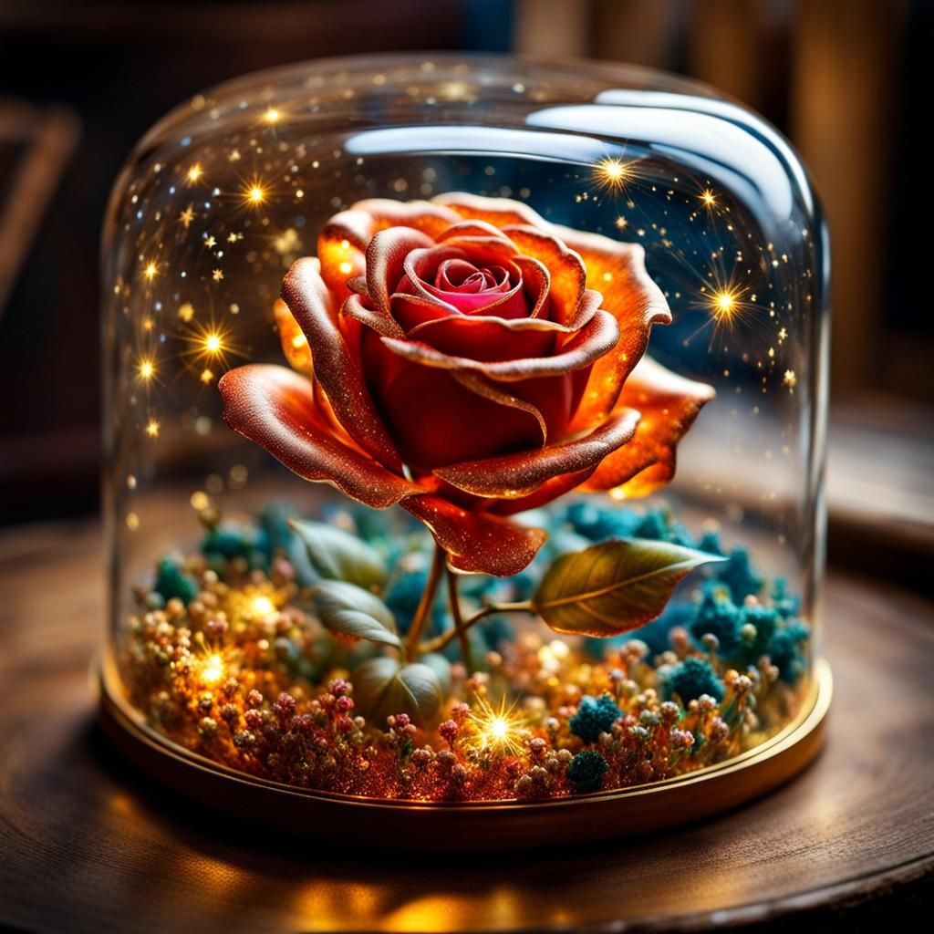 Glass Rose with Fire Liquid by Alexander Jansson